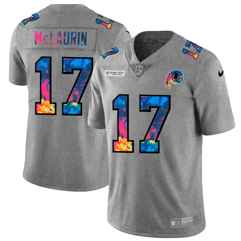 NFL Washington Redskins #17 Terry McLaurin Men Nike MultiColor 2020  Crucial Catch  Jersey Grey